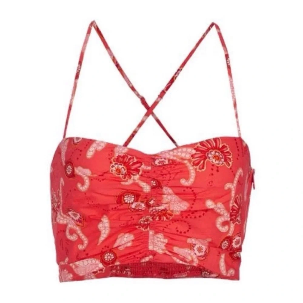 A.L.C. Arit Floral Sweetheart Crop Top in Calla Size 12 - Picture 2 of 16